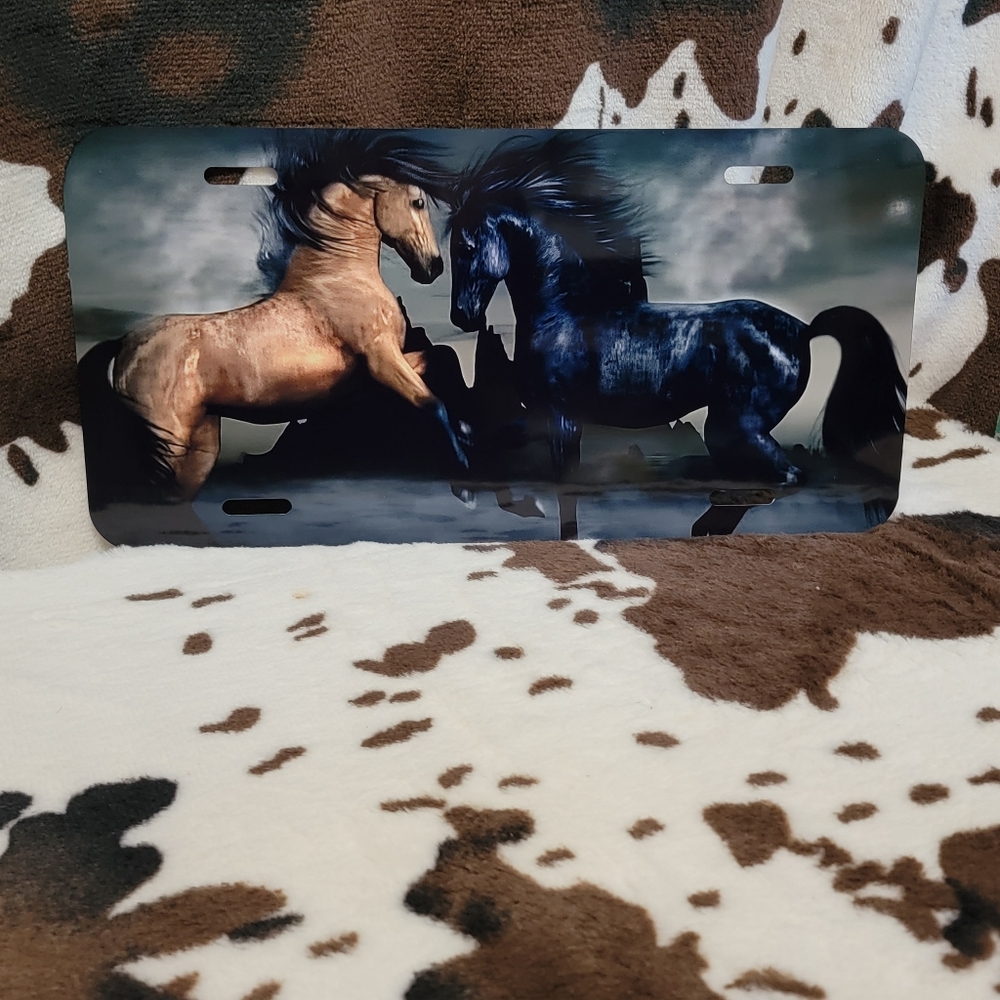 Jumping Horses Western Car Tag Handmade Vehicle License Plate